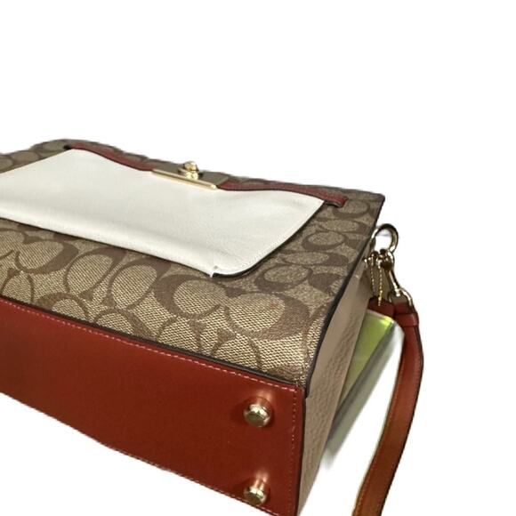 Coach Brown and Cream Satchel - Picture 8 of 14